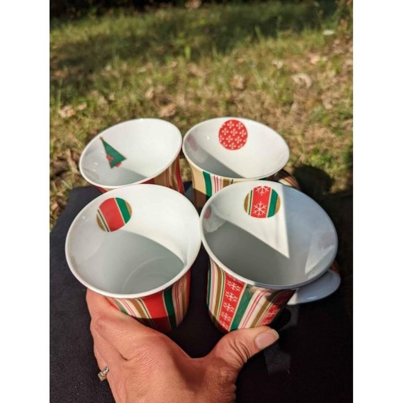 Vintage "Christmas" MAXWELL & WILLIAMS Designer Homewares Striped BOXED Set of F - Picture 3 of 8